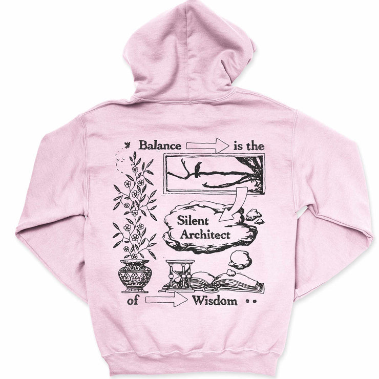 Balance is the Silent Architect of Wisdom - Hoodie Light Pink - Back 