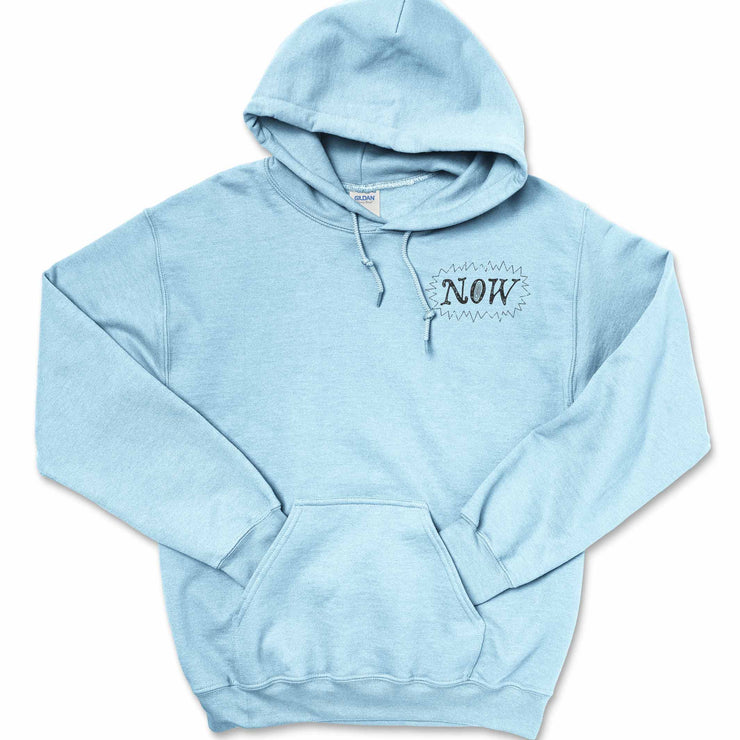 The Eternal Now Hoodie in Light Blue - Front Graphic - 
