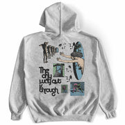 Only Way Out is Through Hoodie Back Pullover by Awake Happy - Design by Dean Montecillo unowneddreams - abstract graphic person reaching leaves doorway style #color_sport-grey