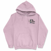Only Way Out is Through Hoodie Front Pullover by Awake Happy - Design by Dean Montecillo unowneddreams - abstract graphic person reaching leaves doorway style #color_light-pink