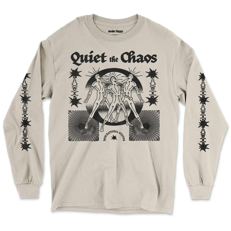 Quiet The Chaos Long Sleeve Shirt by Awake Happy - Design by Dean Monticello unowneddreams and Devon Meadows - energy non rational states abstract 