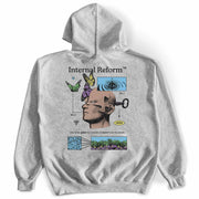 Internal Reform Hoodie Back by awake happy connor tomates graphic butterflys person one must quiet the outside to learn from the inside water droplet puzzle face - #color_sport-grey