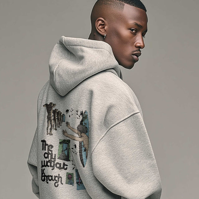 Only Way Out is Through Hoodie Front guy #line_studio