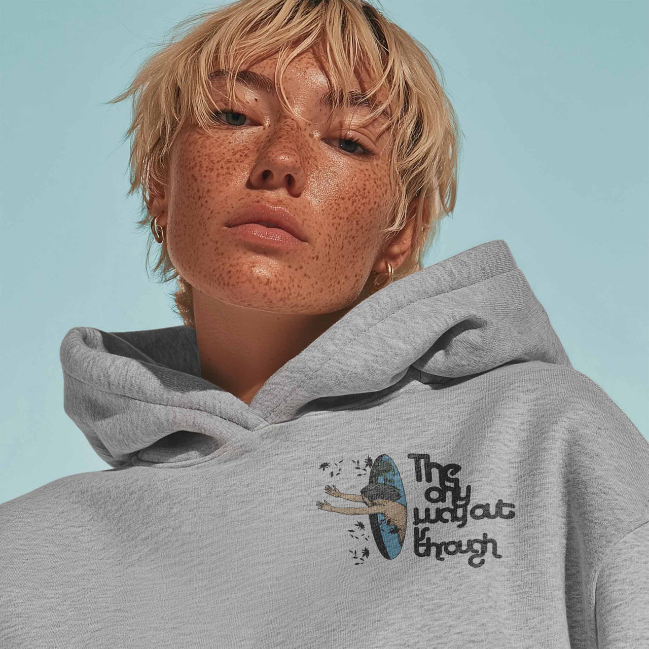 Only Way Out is Through Hoodie Front girl #line_studio