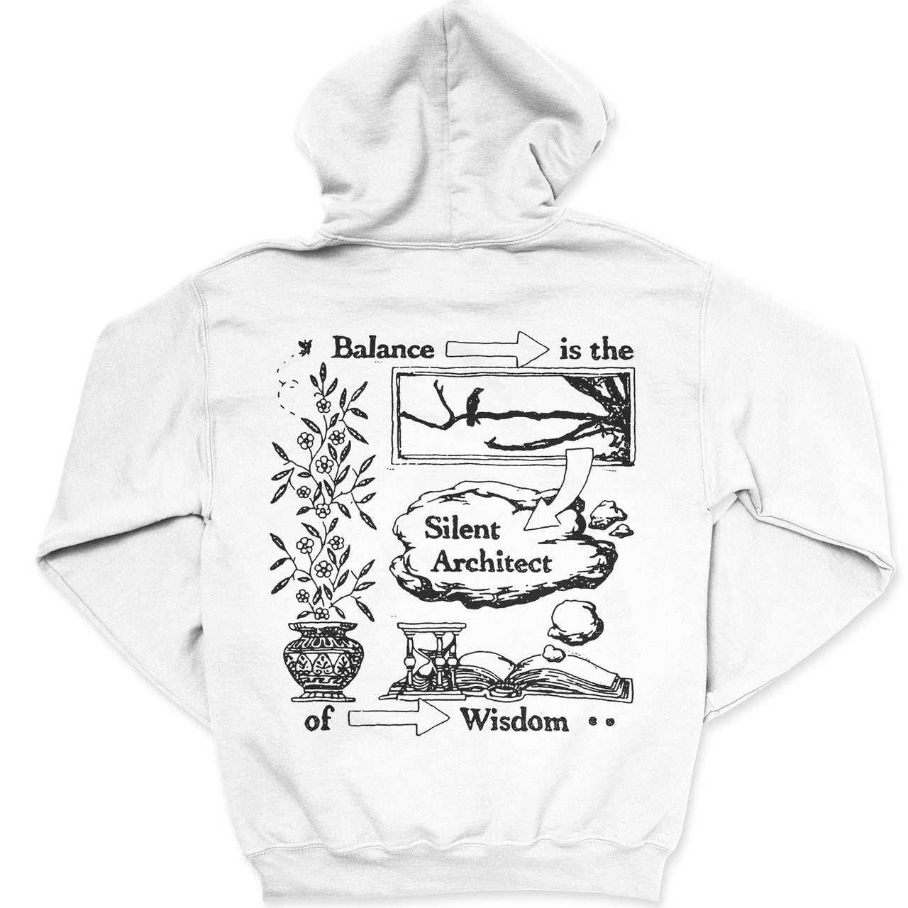 Balance is the Silent Architect of Wisdom - Hoodie White - Back #color_white