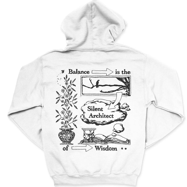 Balance is the Silent Architect of Wisdom - Hoodie White - Back #color_white