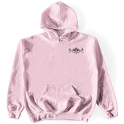 Interconnectedness Hoodie Pullover Front by Awake Happy - artist dean montecillo unowneddreams devon meadows unisex mens womens abstract energy hand all comes from nothing exit the void enter the void women faces #color_light-pink