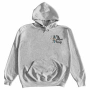 Only Way Out is Through Hoodie Front Pullover by Awake Happy - Design by Dean Montecillo unowneddreams - abstract graphic person reaching leaves doorway style #color_sport-grey