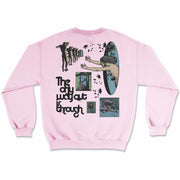 Only Way Out is Through Crewneck Sweatshirt Pullover by Awake Happy - Design by Dean Montecillo unowneddreams - abstract graphic person reaching leaves doorway style back #color_light-pink