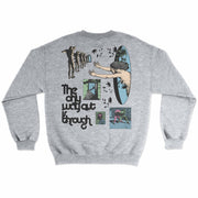 Only Way Out is Through Crewneck Sweatshirt Pullover by Awake Happy - Design by Dean Montecillo unowneddreams - abstract graphic person reaching leaves doorway style back #color_sport-grey