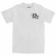 Only Way Out is Through T-shirt Front Heavy by Awake Happy - Design by Dean Montecillo unowneddreams - abstract graphic person reaching leaves doorway style #style_classic-heavy-tee