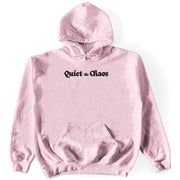 Quiet The Chaos Hoodie Front by Awake Happy - Design by Dean Monticello unowneddreams and Devon Meadows - energy non rational states abstract #color_light-pink