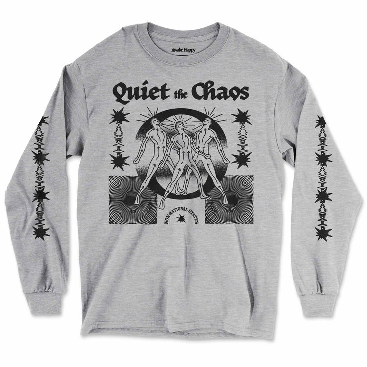 Quiet The Chaos Long Sleeve Shirt by Awake Happy - Design by Dean Monticello unowneddreams and Devon Meadows - energy non rational states abstract 