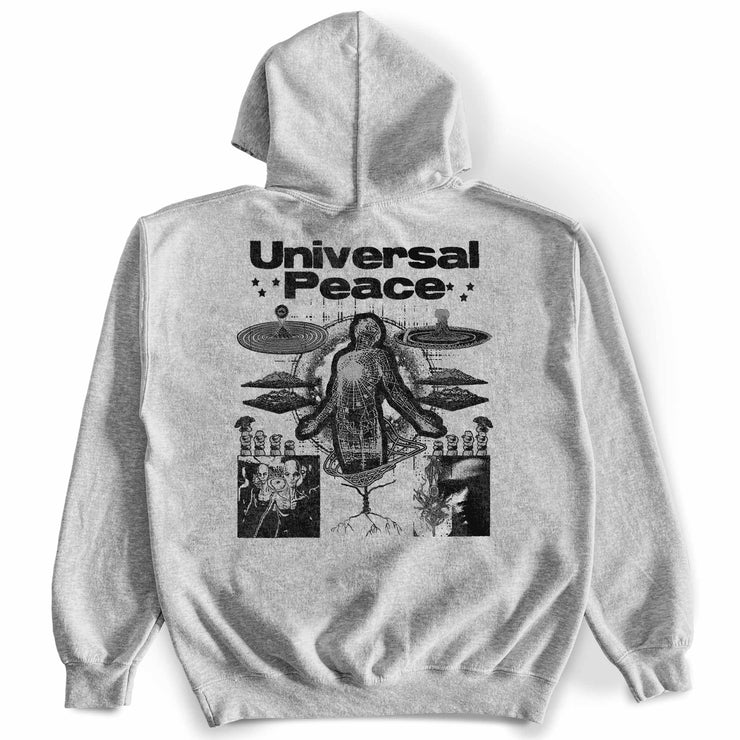 Awake Happy - Universal Peace Hoodie, 5XL / White - Spiritual Streetwear Graphic Philosophy
